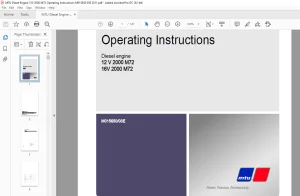 MTU Diesel Engine 12V 2000 M72 16V 2000 M72 Operating Instructions Manual M015650-03E PDF DOWNLOAD