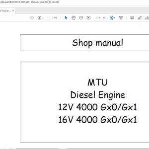 MTU Diesel Engine 12V 4000 Gx0 Gx1 16V 4000 Gx0 Gx1 Shop Manual MR20108-01E PDF DOWNLOAD