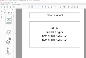 MTU Diesel Engine 12V 4000 Gx0Gx1 16V 4000 Gx0Gx1 Shop manual MR20108-01E PDF DOWNLOAD