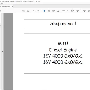 MTU Diesel Engine 12V 4000 Gx0Gx1 16V 4000 Gx0Gx1 Shop manual MR20108-01E PDF DOWNLOAD