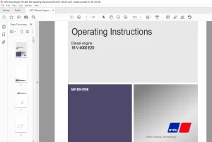 MTU Diesel Engine 16 V 4000 E20  Operating Instructions Manual M015241-03E PDF DOWNLOAD