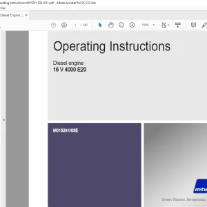 MTU Diesel Engine 16 V 4000 E20  Operating Instructions Manual M015241-03E PDF DOWNLOAD