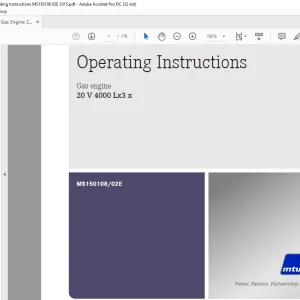 MTU Diesel Engine 20 V 4000 Lx3 x Operating Instructions Manual MS150108-02E PDF DOWNLOAD
