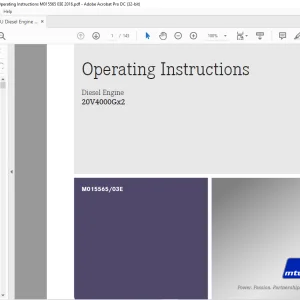 MTU Diesel Engine 20V4000Gx2 Operating Instructions Manual M015565-03E PDF DOWNLOAD