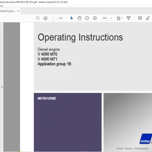 MTU Diesel Engine V 4000 M70, V 4000 M71 Operating Instructions Manual M015412-03E PDF DOWNLOAD