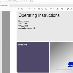 MTU Diesel Engine V 4000 M70, V 4000 M71 Operating Instructions Manual M015412-03E PDF DOWNLOAD