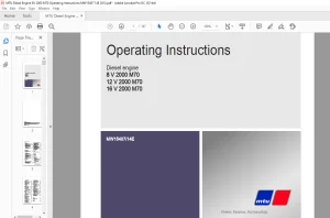 MTU Diesel engine 8 V 2000 M70 12 V 2000 M70 16 V 2000 M70 Operating Instructions Manual MW15407-14E PDF DOWNLOAD