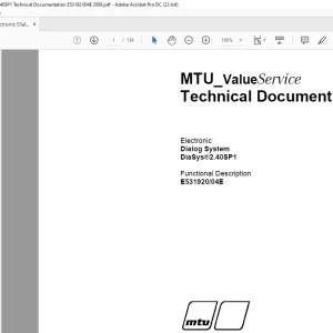 MTU Electronic Dialog System DiaSys®2.40SP1 Technical Documentation Manual E531920-04E PDF DOWNLOAD