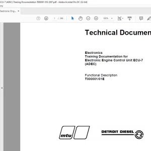 MTU Electronics Training Documentation for Electronic Engine Control Unit ECU-7 (ADEC) Technical Documentation Manual T000001-01E PDF DOWNLOAD