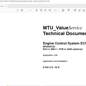 MTU Engine Control System ECS-5 ECU-4 EMU-1 FCB SAM (optional) Technical Documentation Manual E532319-02E PDF DOWNLOAD