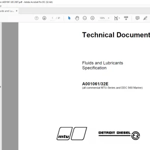 MTU Fluids and Lubricants Specification Technical Documentation Manual A001061-32E PDF DOWNLOAD