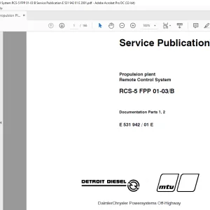 MTU Propulsion plant Remote Control System RCS-5 FPP 01-03 B Operation Manual E531942-01E PDF DOWNLOAD