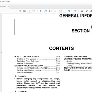 NISSAN FORKLIFT 1B1 & 1B2 Series Service Manual SM06E-B12G0 PDF DOWNLOAD