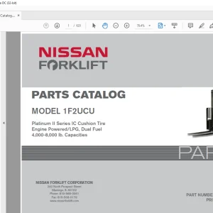 NISSAN FORKLIFT 1F2UCU Platinum II Series IC Cushion Tire Engine PARTS CATALOG Manual CF720-UBOOK PDF DOWNLOAD