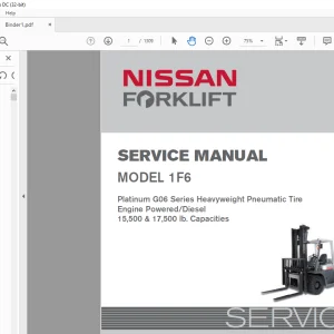 NISSAN FORKLIFT 1F6 Platinum G06 Series Heavyweight Pneumatic Tire Engine Powered SERVICE MANUAL SM11E-1F6G0 PDF DOWNLOAD