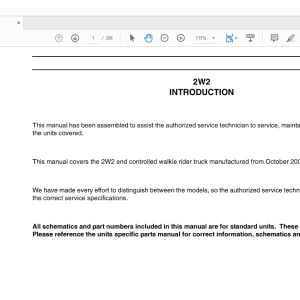 NISSAN FORKLIFT 2W2 MAINTENANCE MANUAL SM2W2-MAINT PDF DOWNLOAD