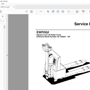 NISSAN FORKLIFT EWP(N)2 Electric Low Lift Pallet Truck SN 43-1 E0001 Service Manual PDF DOWNLOAD