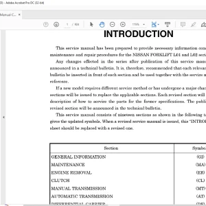 NISSAN FORKLIFT L01 & LO2 SERVICE MANUAL PDF DOWNLOAD