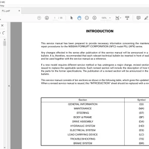 NISSAN FORKLIFT PLL (APX) Series Service Manual SMPLL-MAINT PDF DOWNLOAD