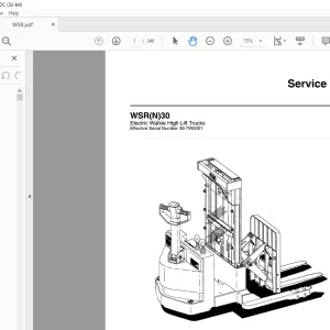 NISSAN FORKLIFT WSR(N)30 Electric Walkie High Lift Trucks Service Manual SN 39-7W0001 PDF DOWNLOAD