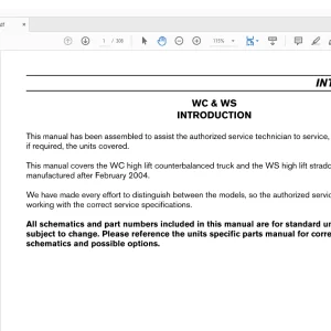 NISSAN WC high lift counterbalanced truck & WS high lift straddle truck Maintenance Manual PDF DOWNLOAD