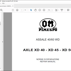 OM PIMESPO ASSALE 40 60 WD AXLE XD 40 - XD 45 - XD 50 REPAIR MANUAL - PDF DOWNLOAD