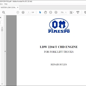 OM Pimespo LDW 2204T CHD ENGINE FOR FORK LIFT TRUCKS REPAIR Manual  - PDF DOWNLOAD