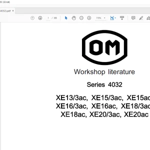 OM Pimespo Series 4032XE 13 3ac, XE 15 3ac, XE 15ac,XE 16 3ac, XE 16ac, XE 18 3ac, XE 1 Bac, XE20 3ac, XE20ac Workshop Manual - PDF