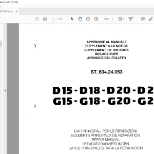 STILL STED FORKLIFT D 15 -D 18 -D 20 -D 23 G15-G18-G20-G23 SUPPLEMENT REPAIR MANUAL  - PDF DOWNLOAD