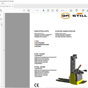 STILL STED Forklift CTX 14 20 CTXi 14 20 Electric Fork Truck Spare Parts List Manual - PDF DOWNLOAD