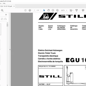 STILL STED Forklift EGU16 Electric Pallet Truck Spare Parts List Manual -  PDF DOWNLOAD