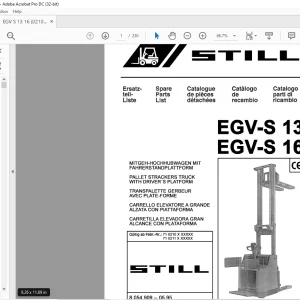 STILL STED Forklift EGV-S 13 EGV-S 16 PALLET STRACKERS TRUCK  WITH DRIVER'S PLATFORM Spare Parts List Manual - PDF DOWNLOAD