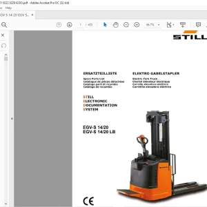 STILL STED Forklift EGV-S 14 20 EGV-S 14 20 LB Electric Fork Truck lift truck Spare Parts List Manual - PDF DOWNLOAD
