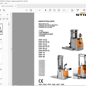 STILL STED Forklift EXV 14(i)EXV-SF14 (i) EXV 16(i) EXV-SF16 (i) EXV 20 (i) EXV-SF20 (i)EXP14 EXP16 EXP20 Spare Parts List Manual - PDF DOWNLOAD