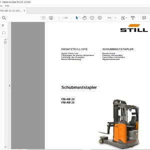 STILL STED Forklift FM-4W 20 FM-4W 25 Schubmaststapler Reach truck Spare Parts List Manual  - PDF DOWNLOAD