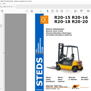 STILL STED Forklift R20-15 R20-16 R20-18 R20-20 Electric Fork Truck workshop Manual - PDF DOWNLOAD
