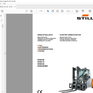 STILL STED Forklift RX60-60 RX60-70 RX60-80 RX60-80 900 Electric Fork Truck Spare Parts List Manual - PDF DOWNLOAD