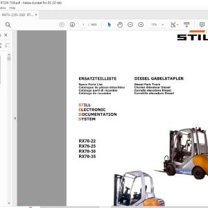 STILL STED Forklift RX70-22 RX70-25 RX70-30 RX70-35 Diesel Fork Truck Spare Parts List Manual  -PDF DOWNLOAD