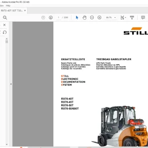 STILL STED Forklift RX70-40T RX70-45T RX70-50T RX70-50/600T Spare Parts List Manual - PDF DOWNLOAD
