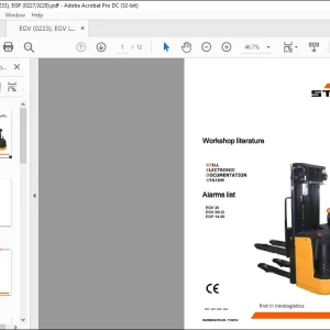 STILL STED forklift Alarms list EGV20 EGV 20LB EGP 14-20 Workshop Manual  - PDF DOWNLOAD
