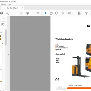 STILL STED forklift Alarms list SU20 SV12 SD20 Workshop Manual  - PDF DOWNLOAD