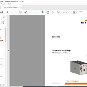 STILL STED forklift Lithium-ion technology 48 V batteries from BMZ Error lists Manual - PDF DOWNLOAD