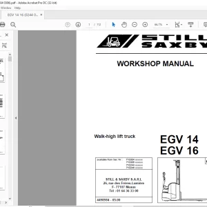 STILL Saxby forklift EGV 14 EGV 16 Walk-high lift truck Workshop Manual  - PDF DOWNLOAD