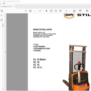 Still CL 10 Basic CL10 CL 12 CL 12 Li Still Electronic Documentation System Spare Parts List Manual -   PDF DOWNLOAD