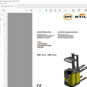 Still CSR 12 ac - CSR 16 ac Still Electronic Documentation System Electric Fork Truck Spare Parts List Manual  - PDF DOWNLOAD