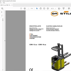 Still CSRi 12 ac - CSRi 16 ac Still Electronic Documentation System Electric Fork Truck Spare Parts List Manual- PDF DOWNLOAD