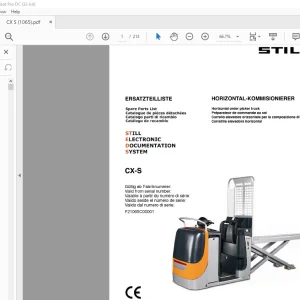 Still CX-S Electronic Documentation System Horizontal order picker truck Spare Parts List Manual  -  PDF DOWNLOAD