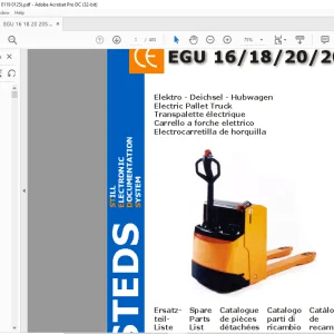 Still EGU 16 18 20 20-S Electric Pallet Truck Spare Parts List Manual -  PDF DOWNLAD