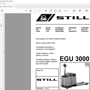 Still EGU 3000 Electric walkie pallet trucks Spare Parts List Manual  - PDF DOWNLOAD