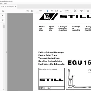 Still EGU16 Electric Pallet Truck Spare Parts List Manual  - PDF DOWNLOAD